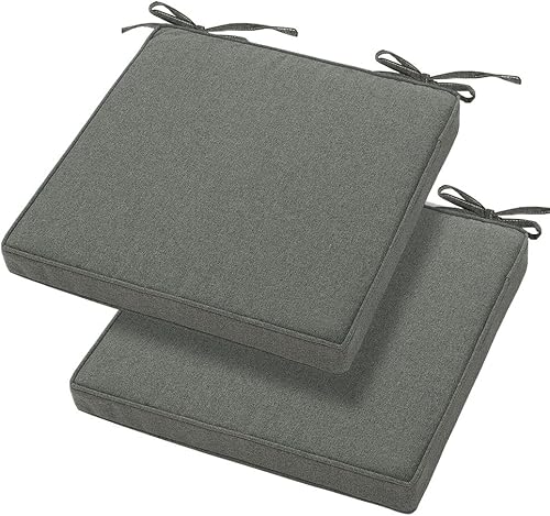 Magpie Fabrics Cojines cuadrados para sillas de patio de 18 x 18 x 2.5 pulgadas con lazos, paquete de 2, impermeables, resistentes a la intemperie,