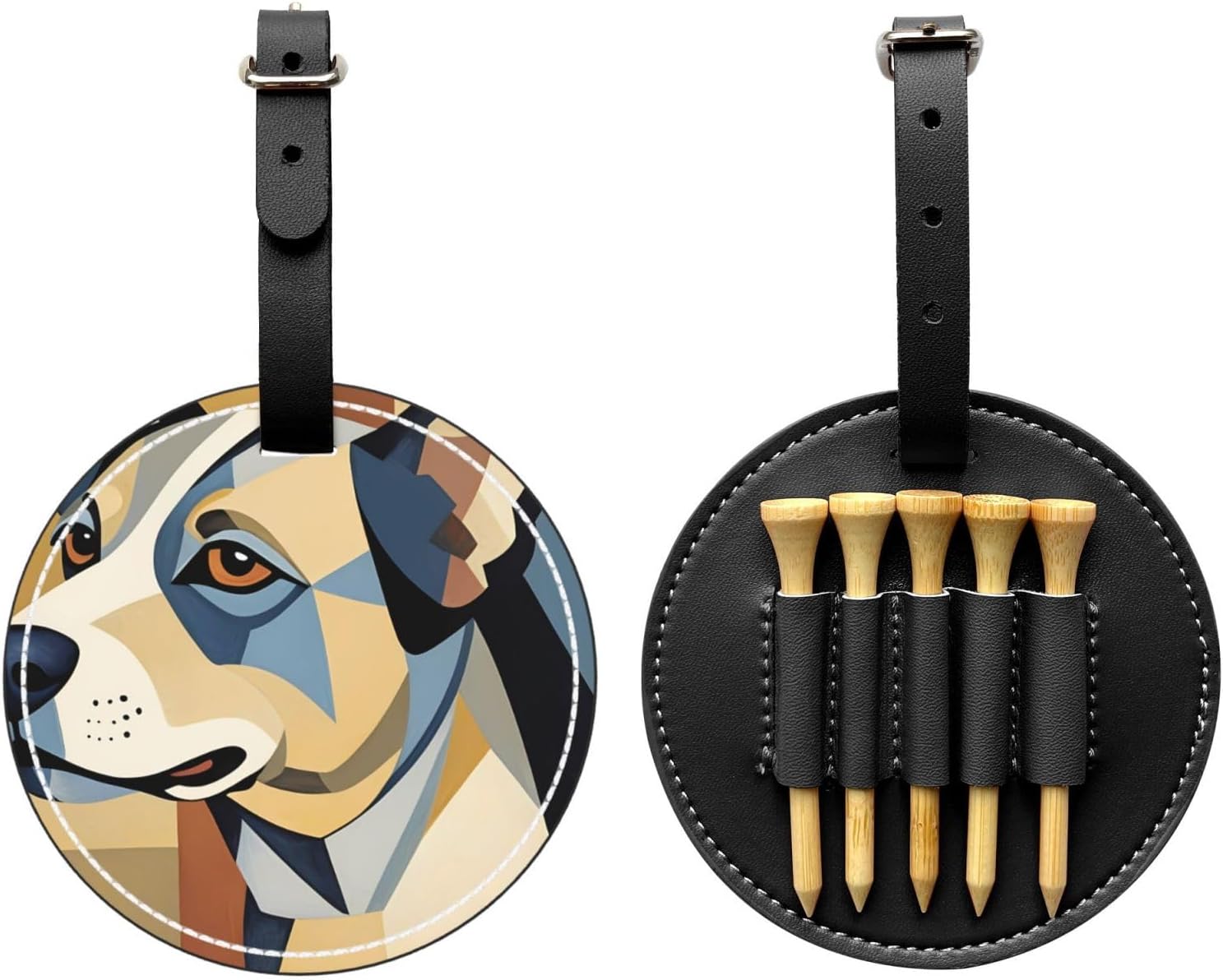 Geometric Dog Black Printed Golf tee Storage Bag - for Men only, Durable PU Material, Easy to Carry, Enhance The Golf Experience