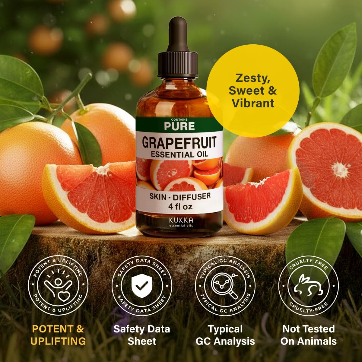 KUKKA Grapefruit Essential Oils - 4 Fl Oz - for Hair, Skin, Diffuser, Aromatherapy & DIY Soap Making Scent - Image 6