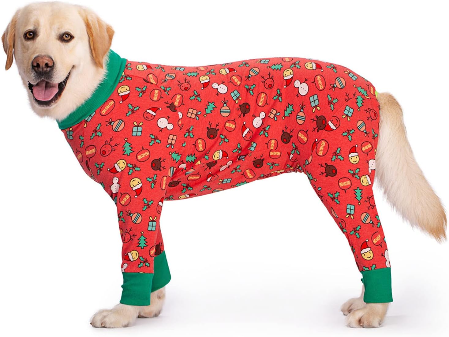 HDKUW Christmas Dog Pajamas Santa Claus Dog Pjs for Medium Large Dogs Holiday Pet Onesie 4 Legs Pet Sleepwear Warm Doggie Christmas Outfit Red Xmas 38#