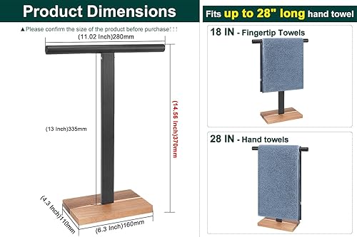 Miniatura 10 de Toallero de mano, soporte para toallas de mano en forma de T para baño con base de mármol, soporte de acero inoxidable 304, toallero de mano