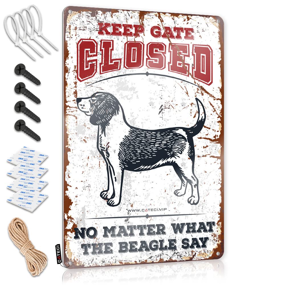 Funny Home Decor Keep Gate Closed No Matter What The Beagle Say Tin Sign Signs For Room Funny Kitchen Signs