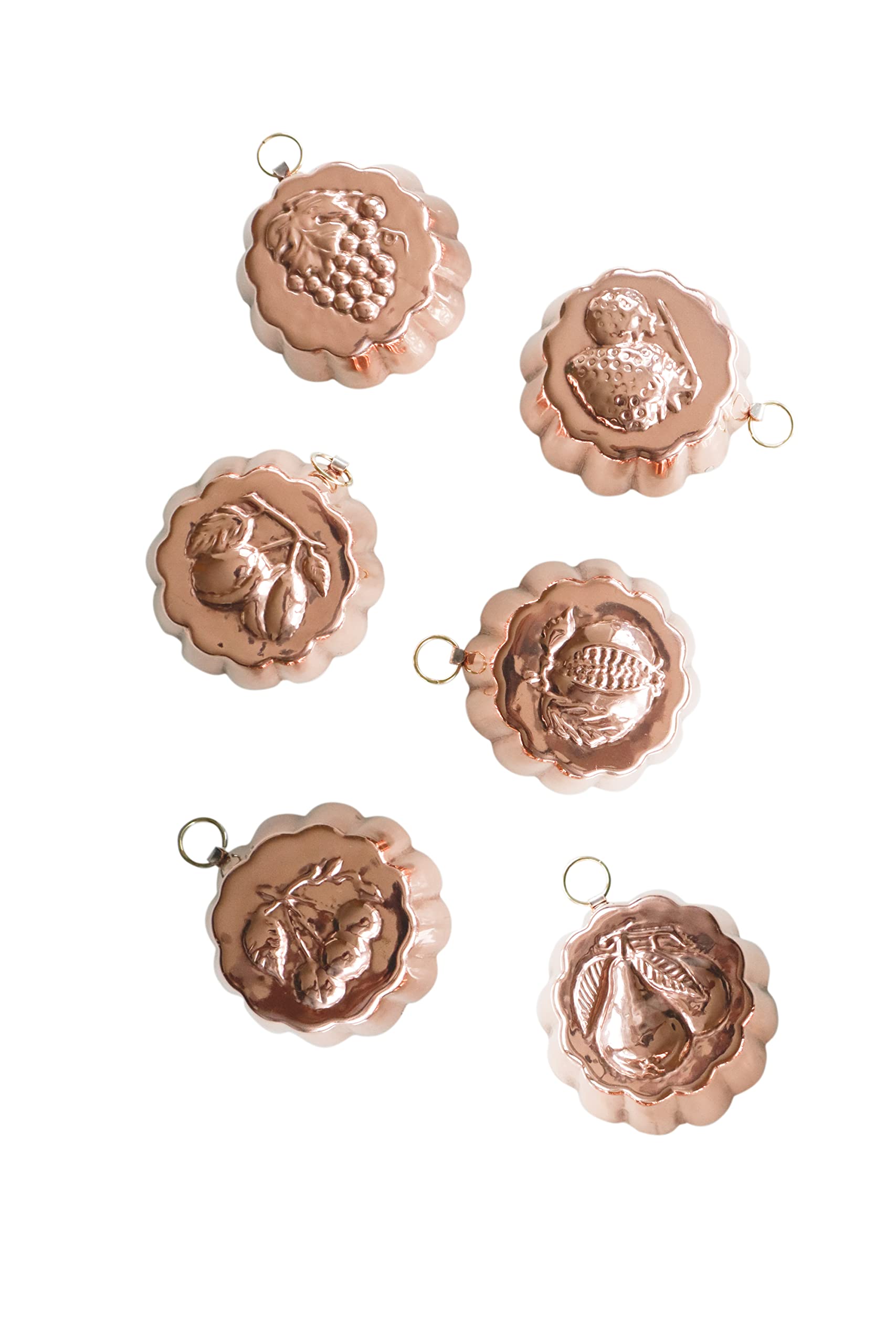 CREARTISTIC Set of 6 Fruit Home Decorations - Pure Copper - Size 8 x 8 cm - Also used as Chocolate Mould, Pudding, Other Sweets - Home Items - Ideal Gift