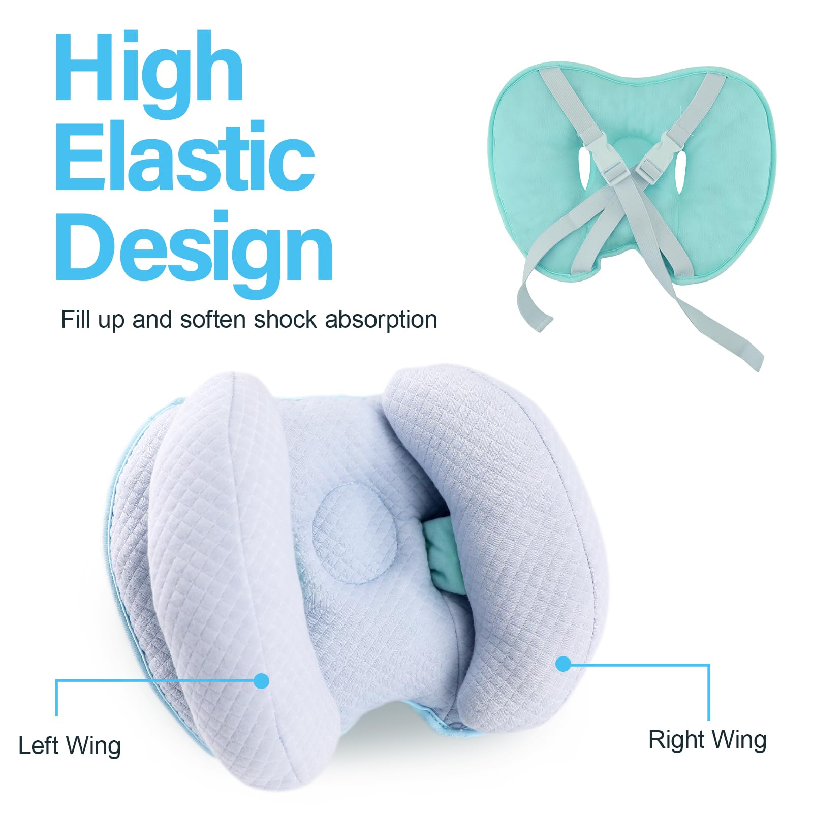 Almohada de viaje 2 en 1 mejorada para bebé, ajustable con forma de plátano, almohada de apoyo para el cuello y la cabeza, cojín de inserción para cochecito, para niños, niños pequeños,