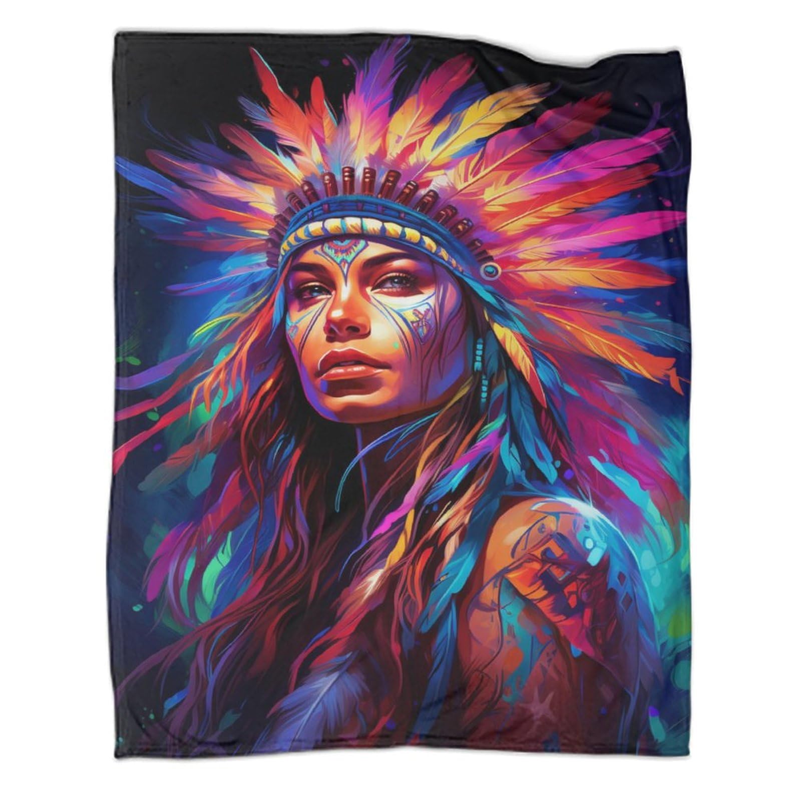 GAUDIE3D Woman Warrior Patterns Soft Flannel Blanket Warm Lightweight Throw All Season Plush Blankets for Girls Boys 40x50inch(100x130cm)