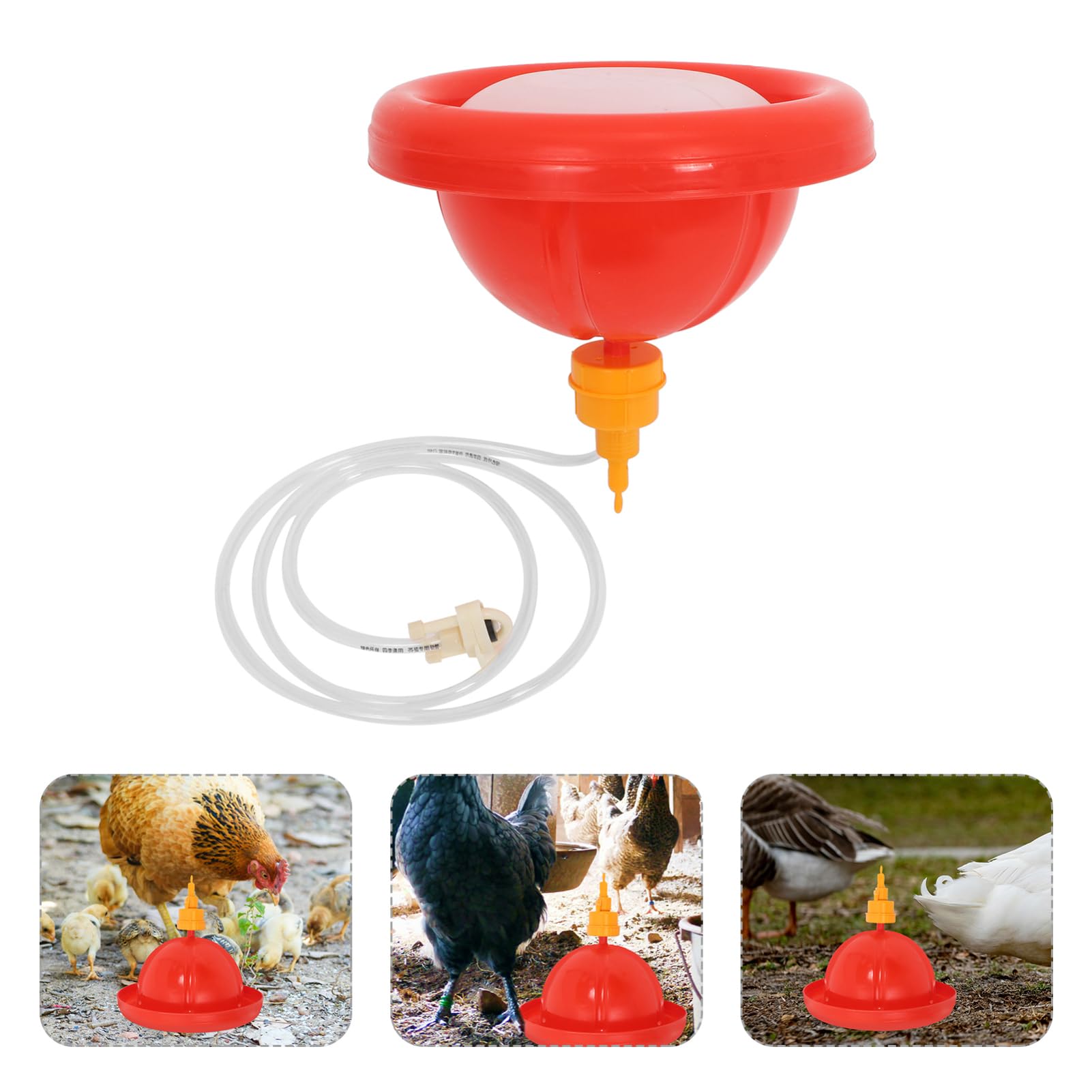 Abbeveratoio Automatico per Polli e Anatre in Pp Rosso | Installazione Semplice, Contenitore Peso Integrato, Uso in Allevamento Avicolo