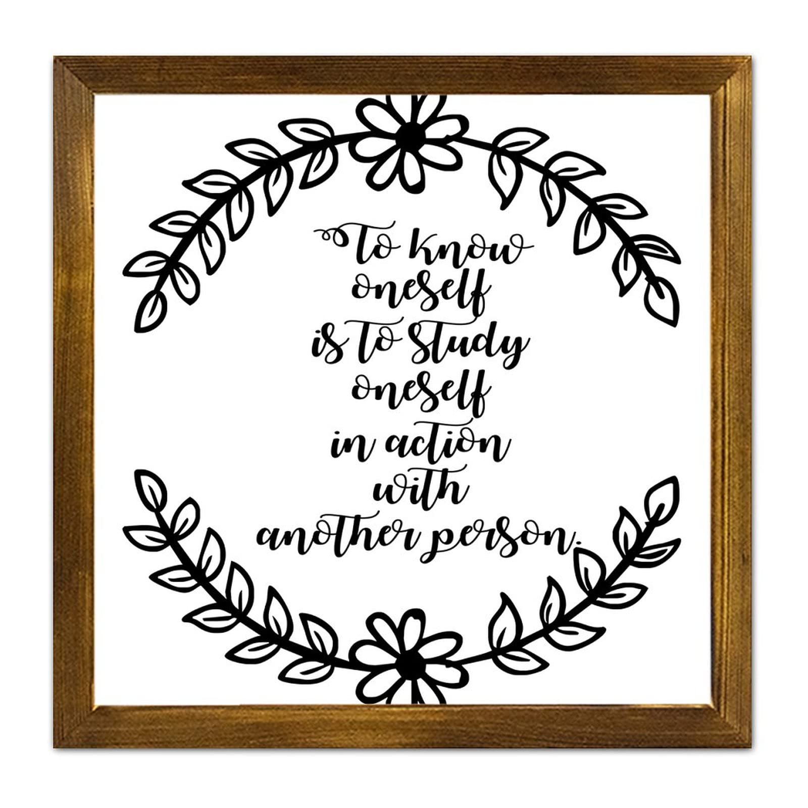 Panneau bois citation philosophique cadre decoration salon 30cm