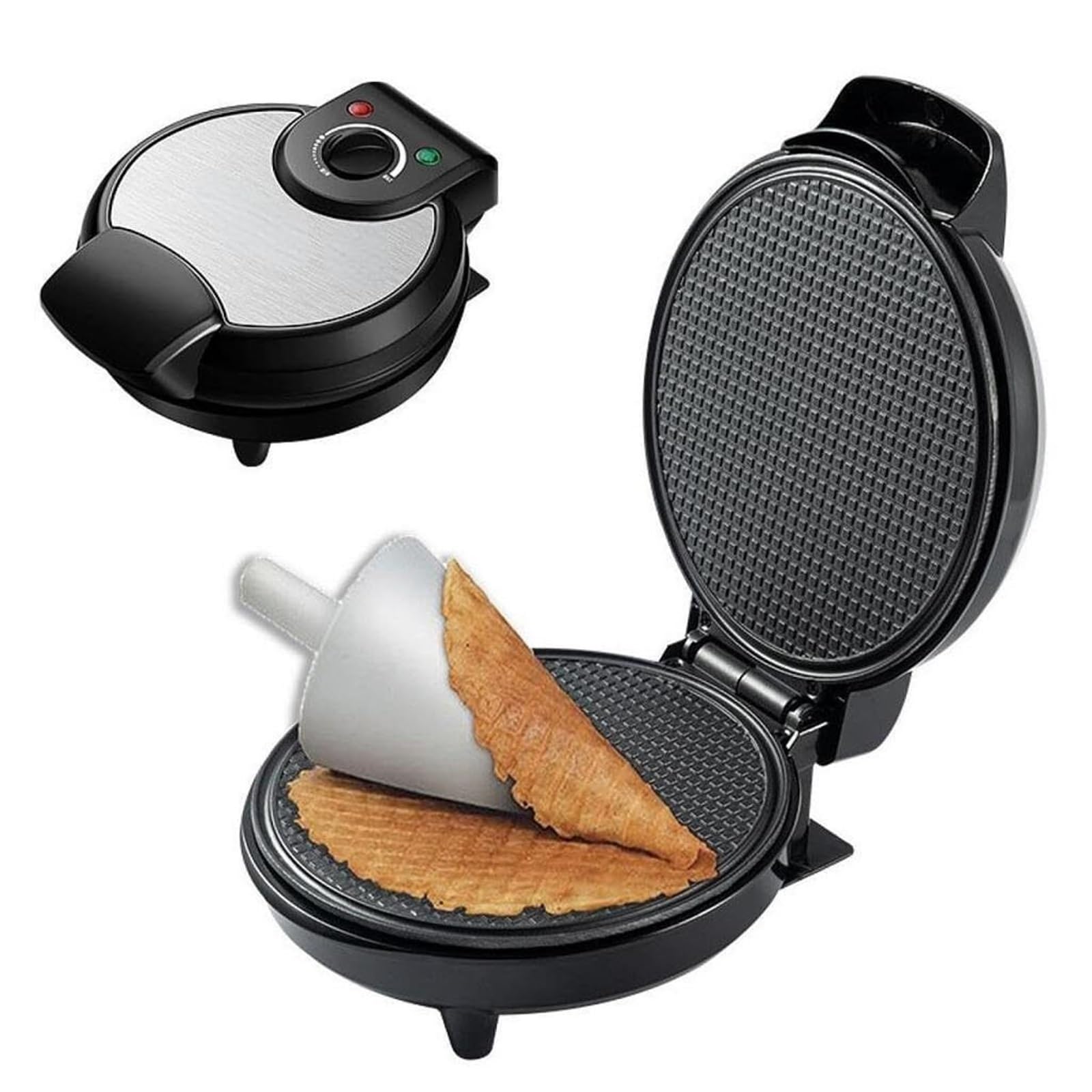 Macchina per Coni Waffle Antiaderente, Rotolo per Waffle, Macchina per Coni Waffle 1200W elettrica, teglia per Coni Gelato, Macchina per crêpe, utensile da Cucina per la Cottura.,