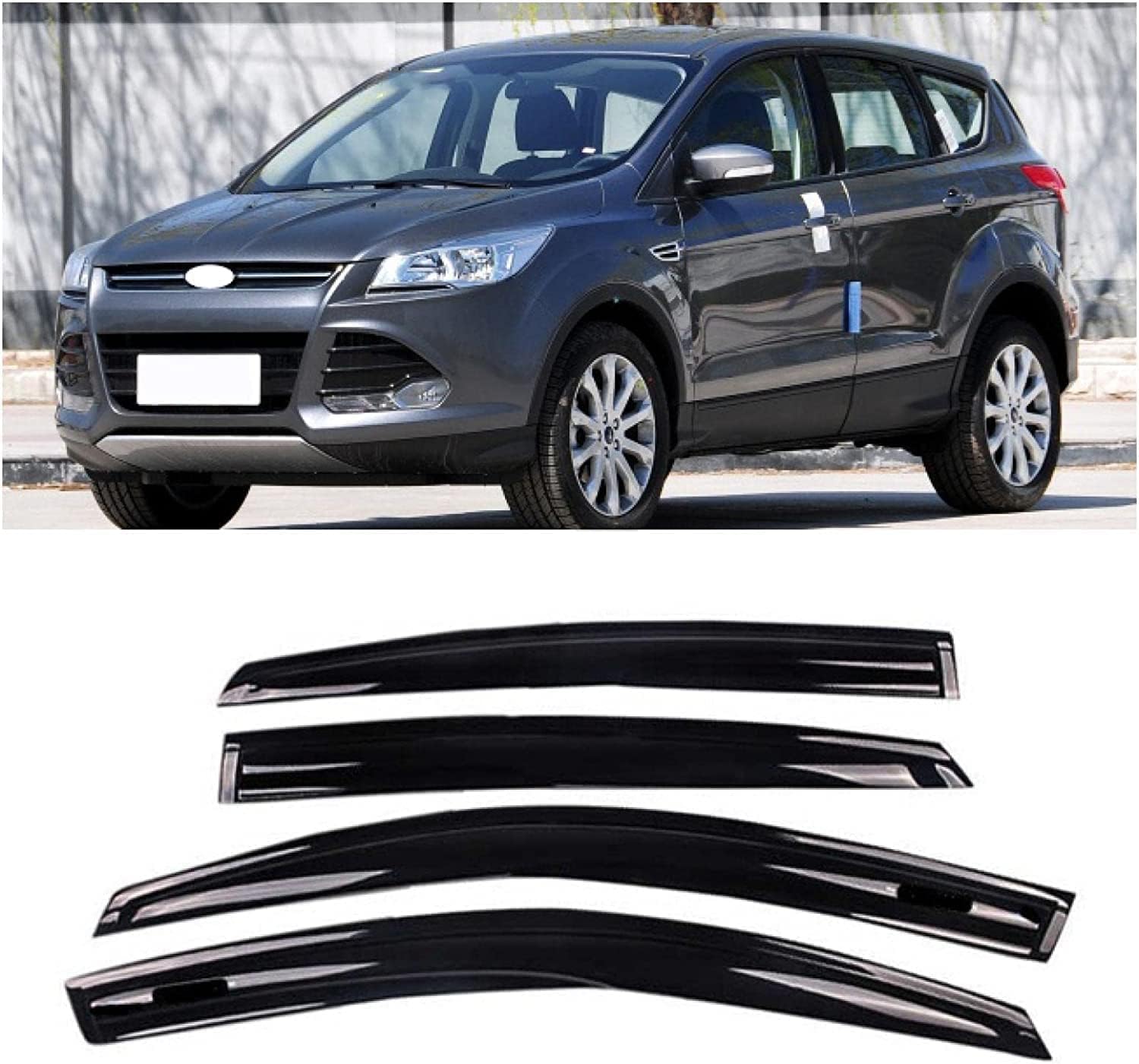PANXUC Car Wind Deflectors for Ford Kuga 2013-2016, Side Window Wind Rain Deflector Window Visor Sun Rain Guard Smoke Guards