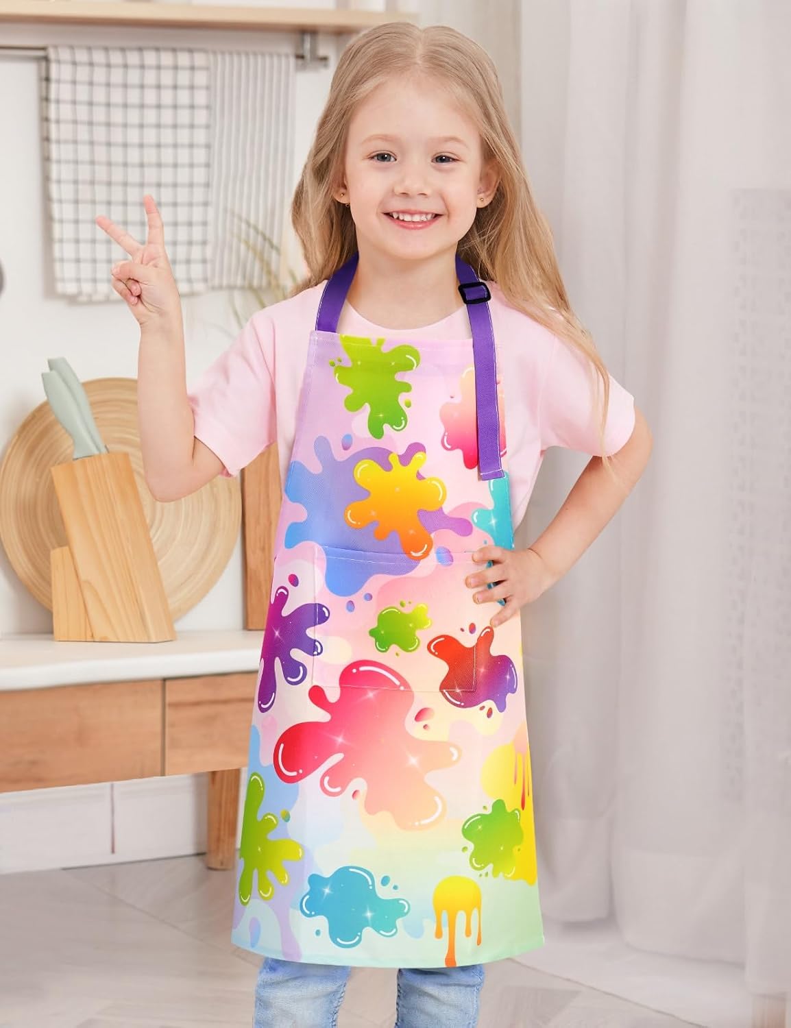 WERNNSAI Kids Art Aprons for Cooking, Painting Apron Art Smock for Girls Boys