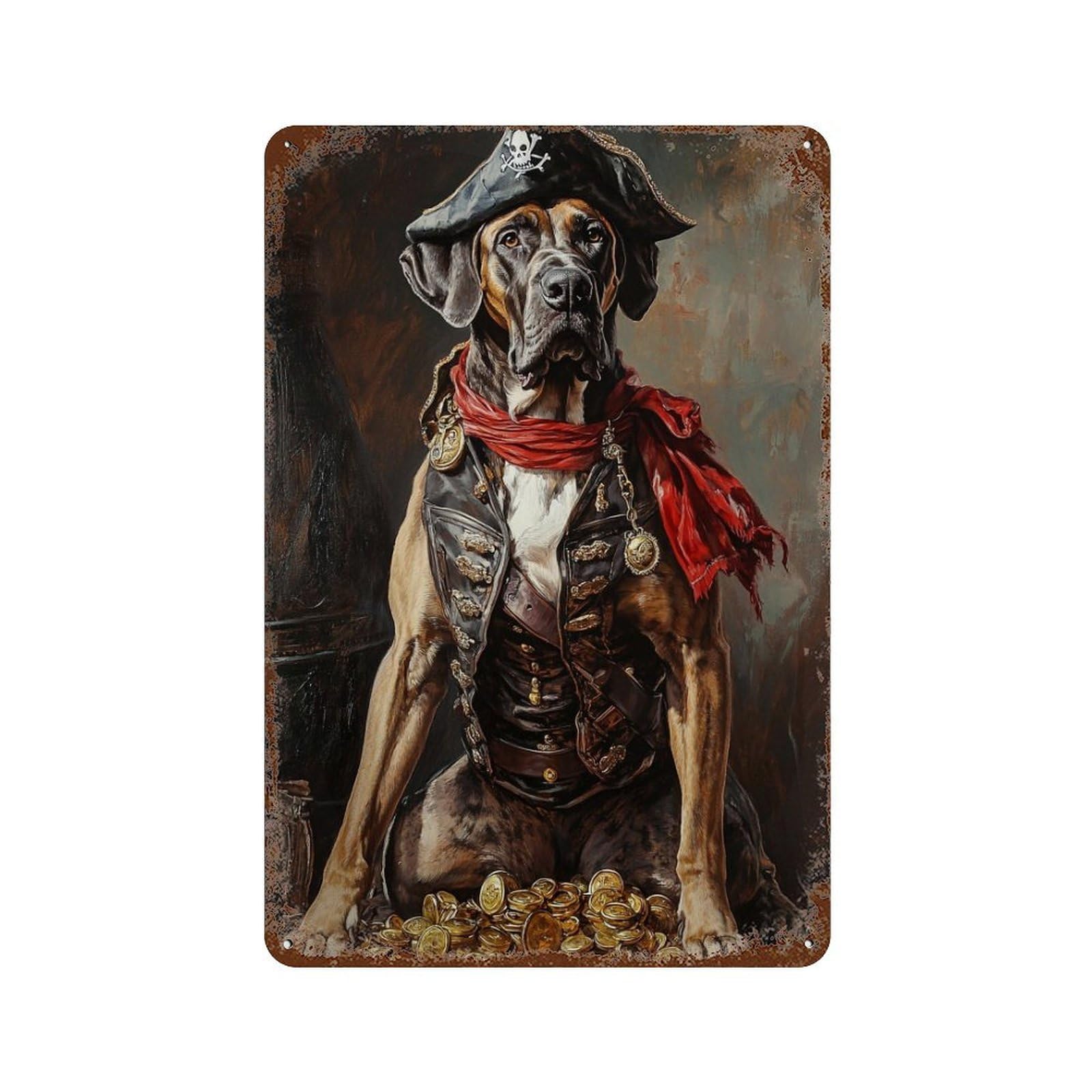 Pirate Dog Treasure Chest-56 Decorative Tin Sign 11.8"x7.9", Retro Wall Decor for Garage, Pub Or Kitchen