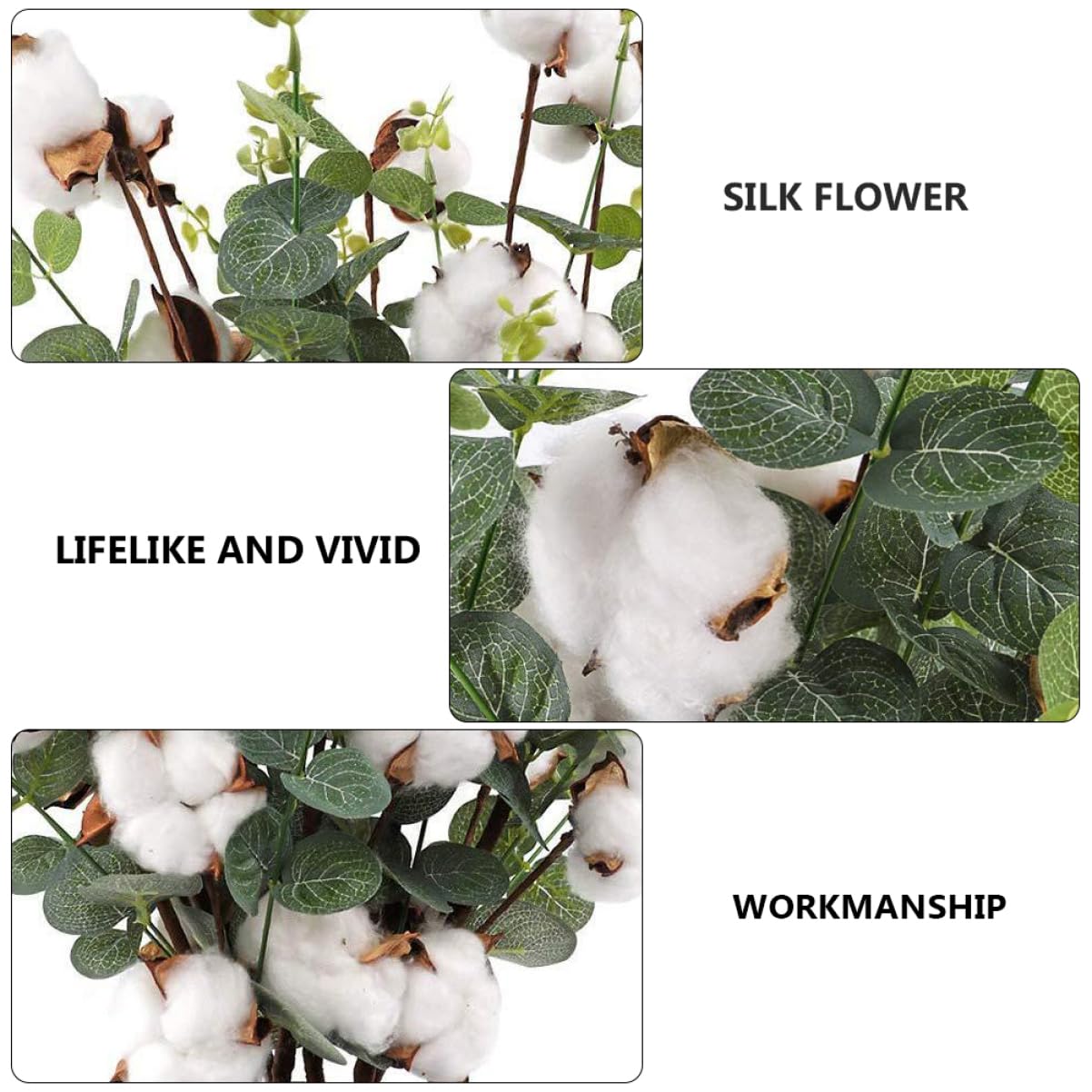 VALICLUD Künstliche Blume Eukalyptus 3 Stück aus Seidenblumen | Wohnzimmer und Schlafzimmer, Naturgetreue Deko für Arrangement und Vase