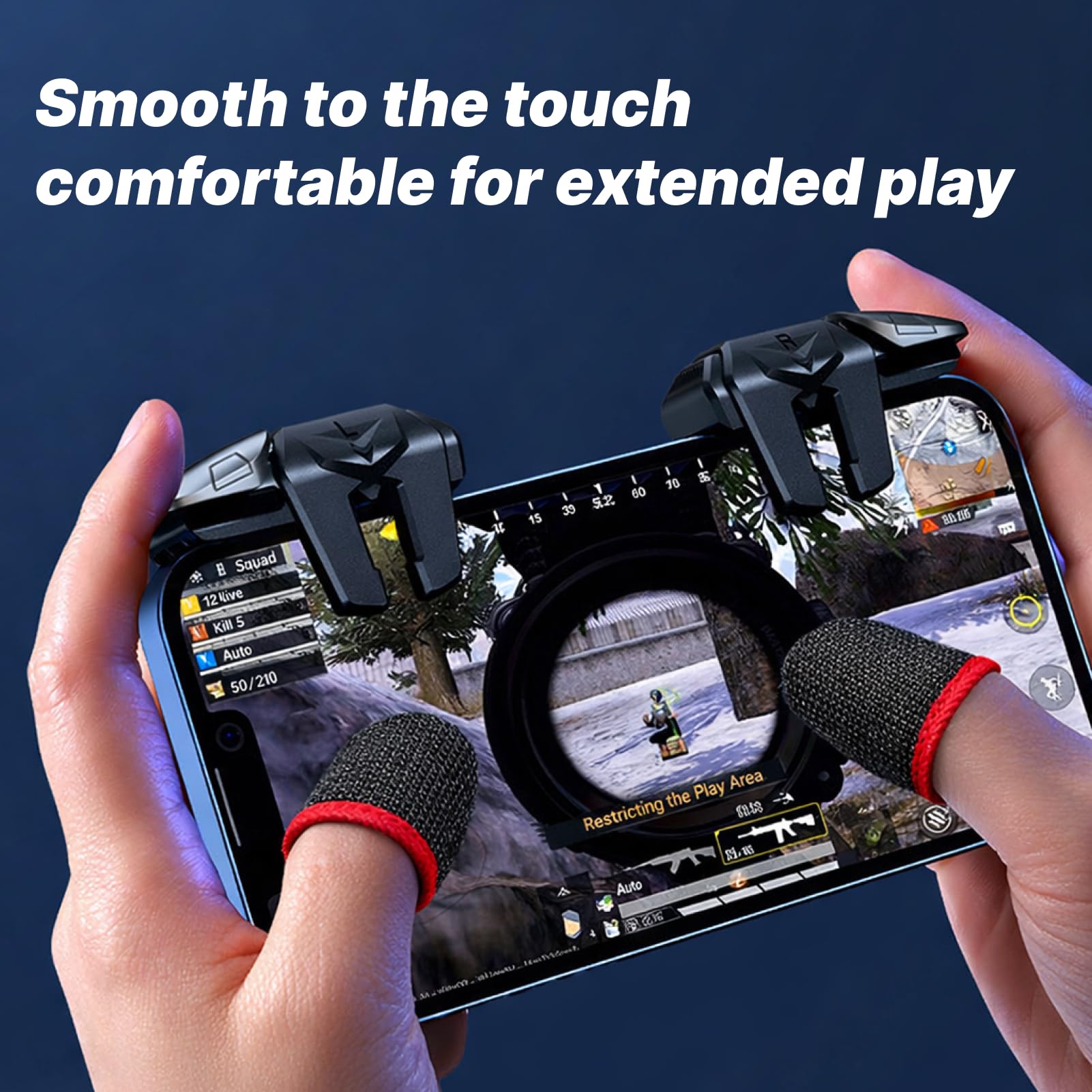 2 Stück Mobile Gaming Controller 4 Trigger, Geeignet für Mobile Controller, L1R1 L2R2 Handy Joystick für PUBG, COD, Smartphone Gamepad Triggers kompatibel mit Android & iOS, 6 Finger Schießtasten