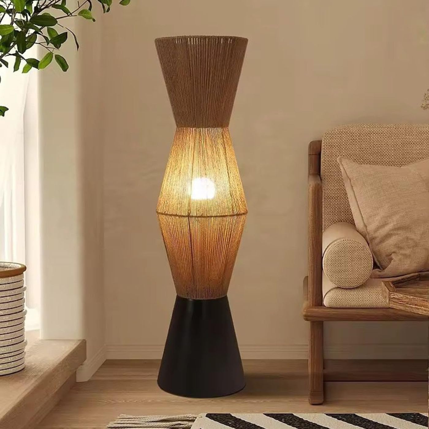 Export India Solution Raffia Floor Lamp | Handcrafted Boho Style Standing Light for Living Room, Bedroom, Hotel, Resort & Designer Spaces | LP-82-image-40