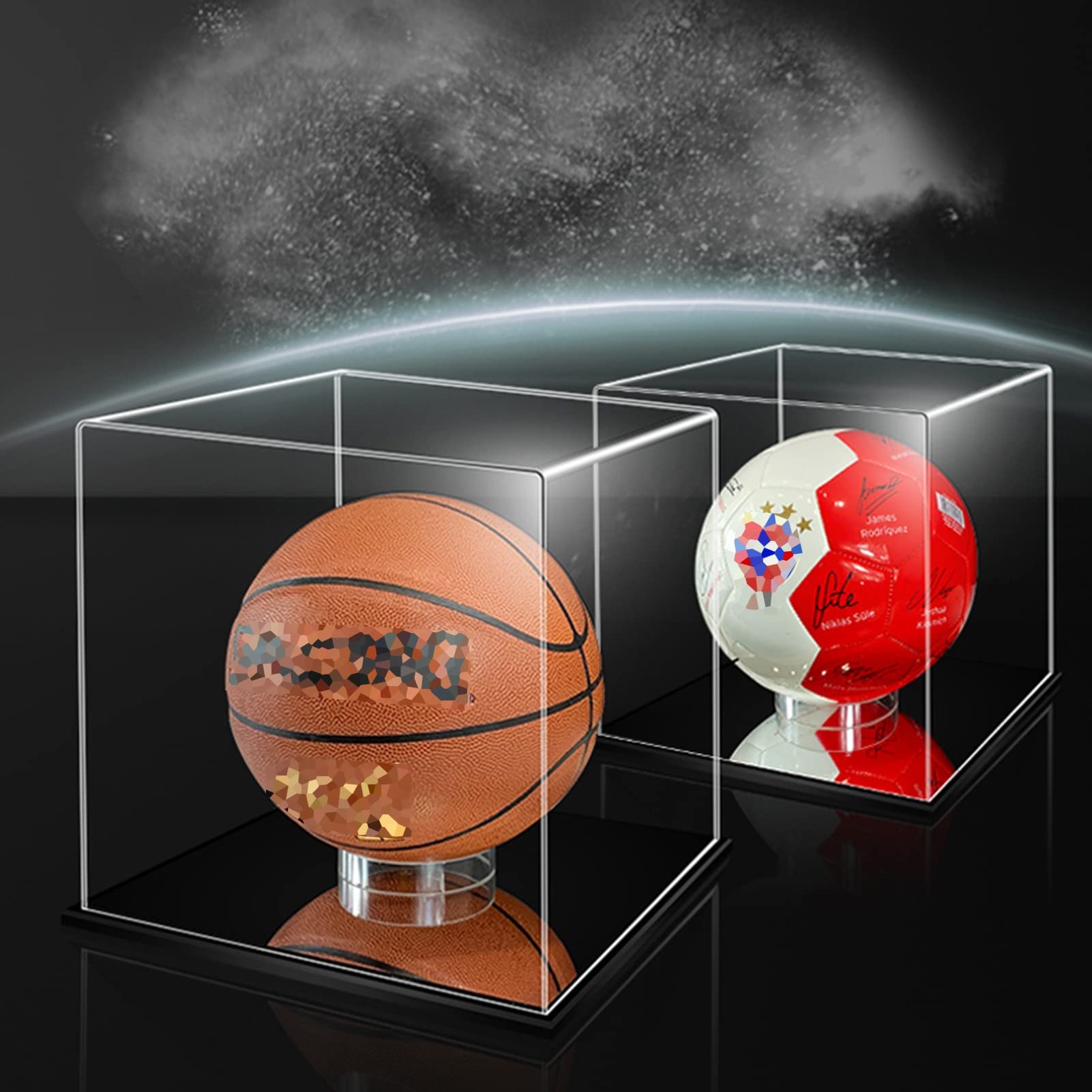 WIGING Vitrine Für Sammlerstücke, Acryl Staubdicht Organizer-Box, Alles In Einem Aufsatzbox Mit Kugelauflage Für Fußball, Basketball, Volleyball ( Color : B )