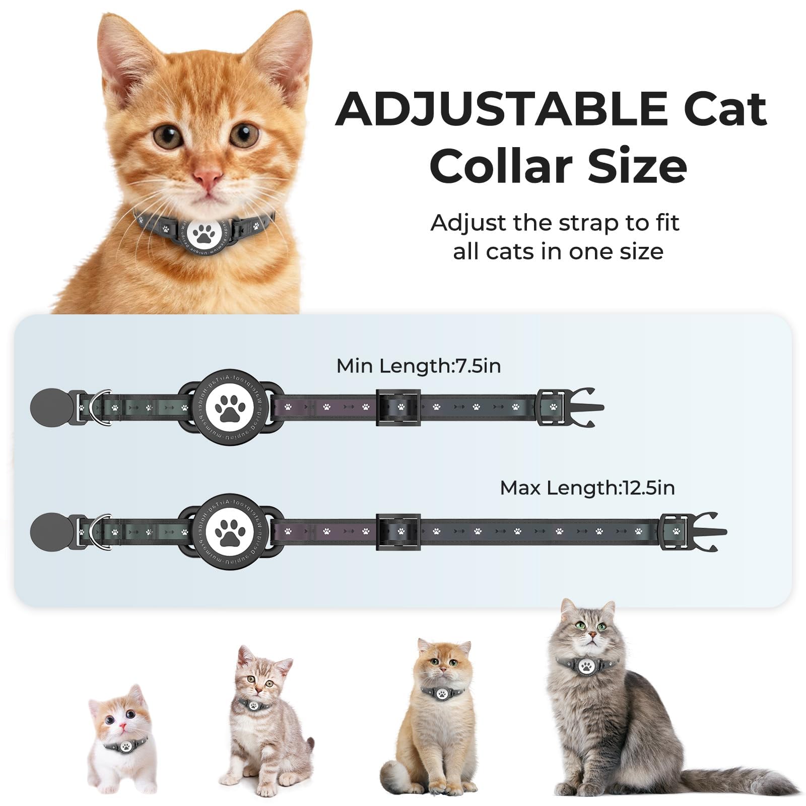 Katze Tracker (iOS & Android), Mini Katzen Hund Halsband Aktivitätstracker | Katzen Tracker Ohne ABO, Wasserdicht Reflektierend Tracker Halsbänder für Katzen Hunde (2 Pack)
