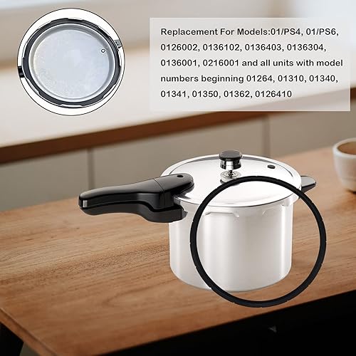 Miniatura 2 de Paquete de 2 anillos de sellado de latas de presión 09936 y tapón de sobrepresión compatibles con Presto 0126002 0136102 0136403 0136304 0136001