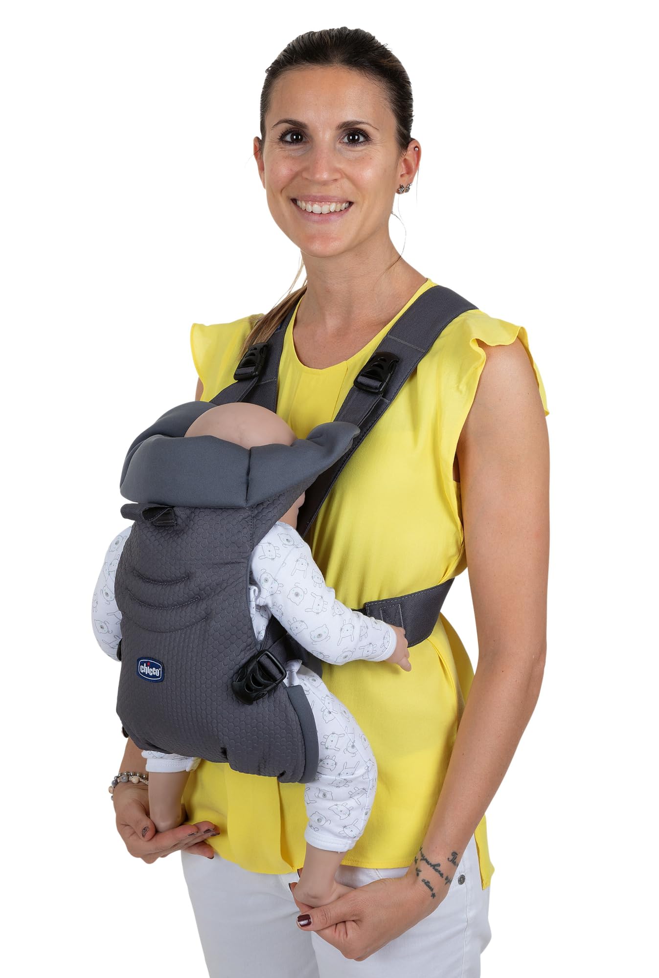 Chicco Easyfit Marsupio Neonati Ergonomico per Bebè e Bambini dalla Nascita a 9 Kg, Porta Bebè Semplice e Intuitivo da Indossare, Fronte Mamma e Fronte Strada, Supporto per Testa e Collo, Grigio