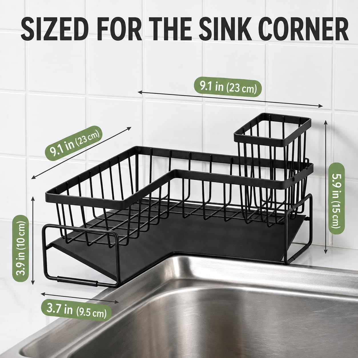 L-Shaped Sponge Holder for Kitchen Sink, Corner Sink Caddy, Sink Organizer