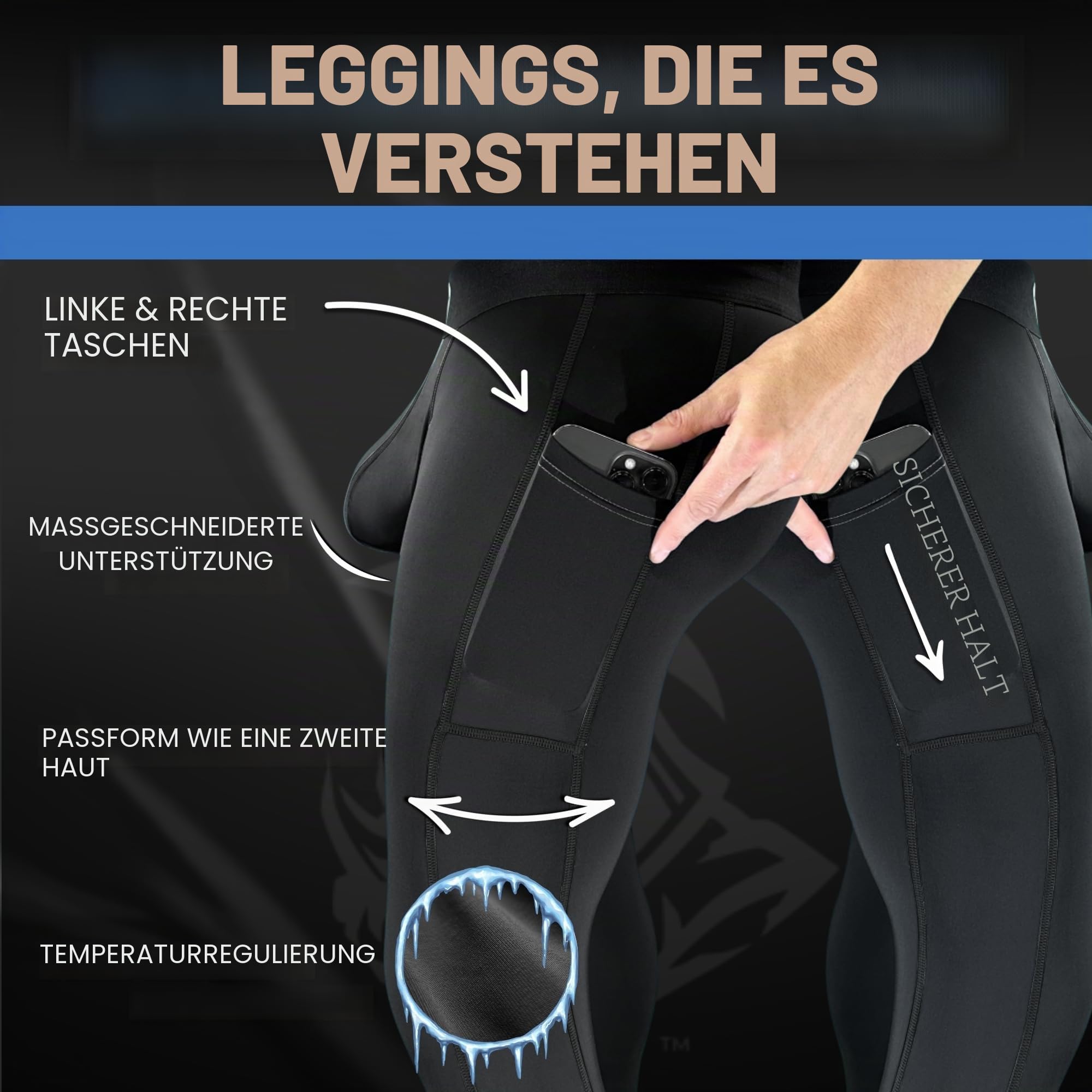 Real Men ABCD Pouch Kompressionshosen, 1, 2 & 3 Stück, Herren-Leggings, Yogahosen, Strumpfhosen, Baselayer, kaltes Wetter, Large