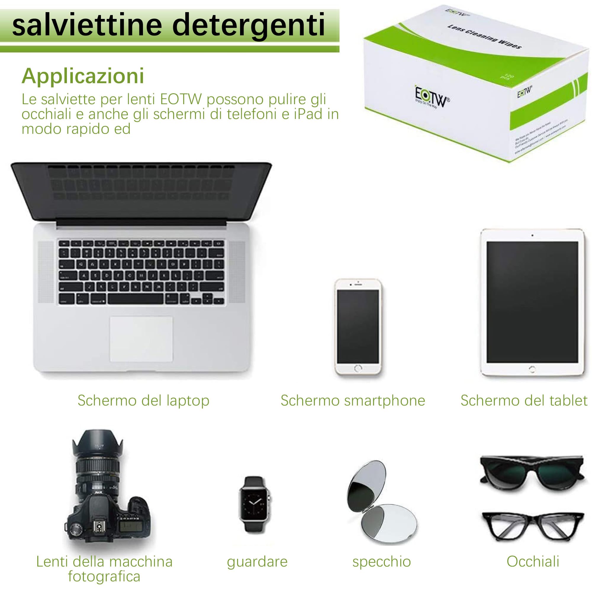 EOTW Salviette Schermo Confezionate Singolarmente,salviette occhiali pulizia,salviette occhiali,Salviettine Detergenti Per Computer, Monitor, Smartphone, TV(120 Pezzi)