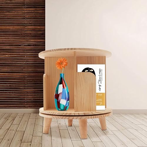 Miniatura 5 de Estantería giratoria de 1 nivel, estantería giratoria de madera de pino de 360, estante de almacenamiento multifuncional para el hogar, oficina,