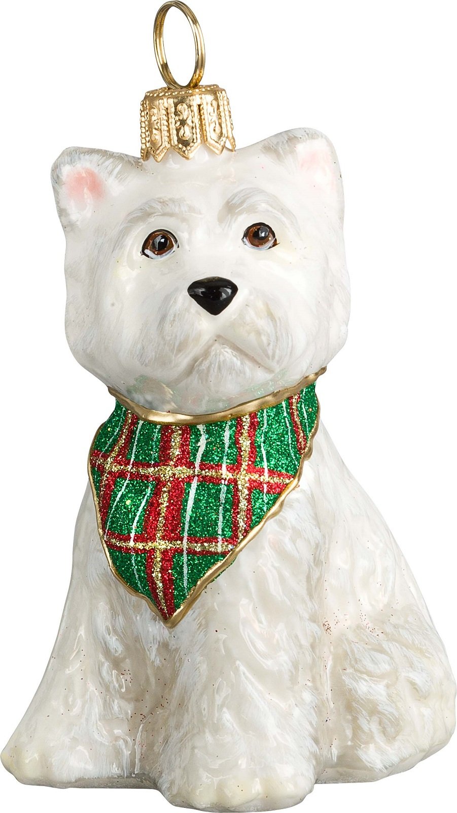 Ornement Westie de Noël en verre vernis, cadeau idéal pour amoureux de chiens
