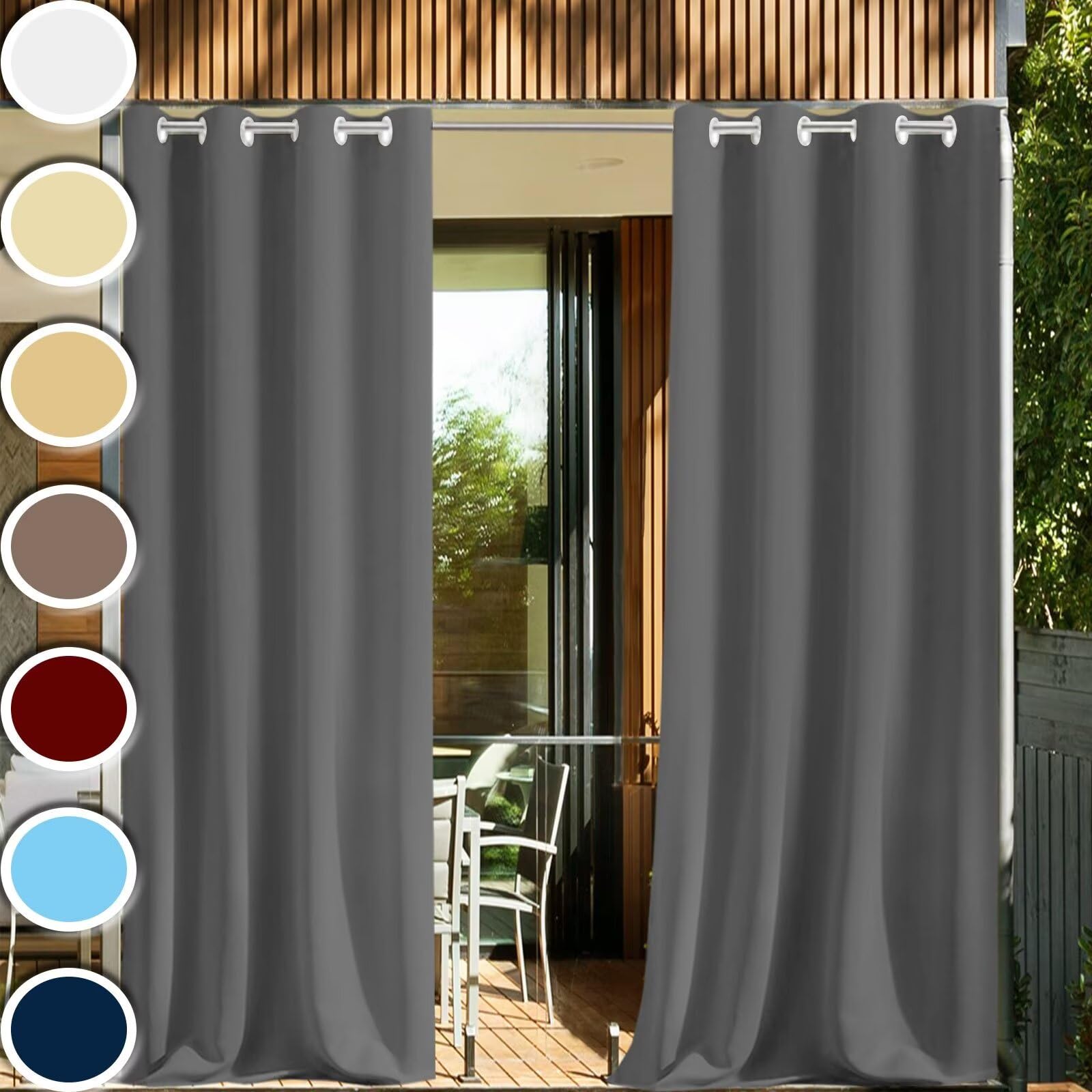 Tende per Esterno 80x80cm Impermeabili Antivento Protezione Solare Termiche UV-Anti Tende per Esterni Per Giardino Porta Veranda Terrazza Patio Grigio Scuro