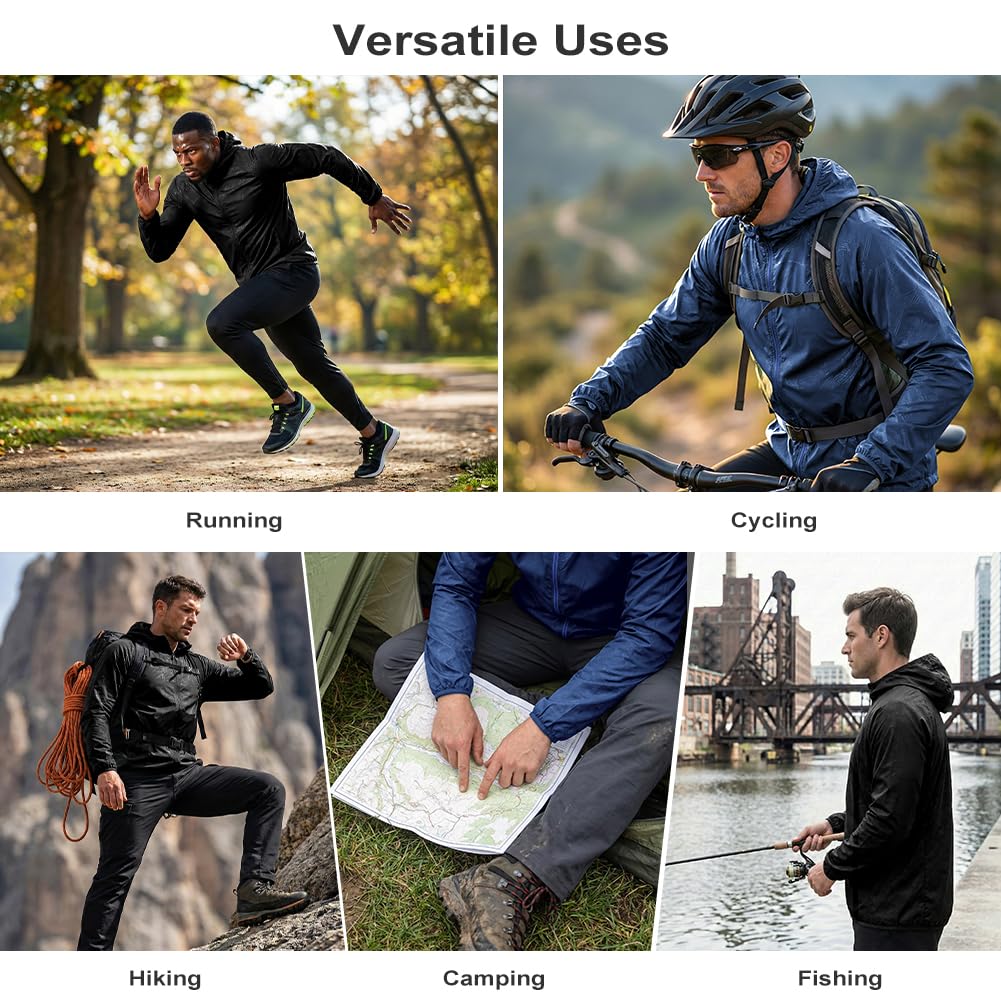 Chaqueta Deportiva Hombre Impermeable Ligera Cremallera Chubasquero Running
