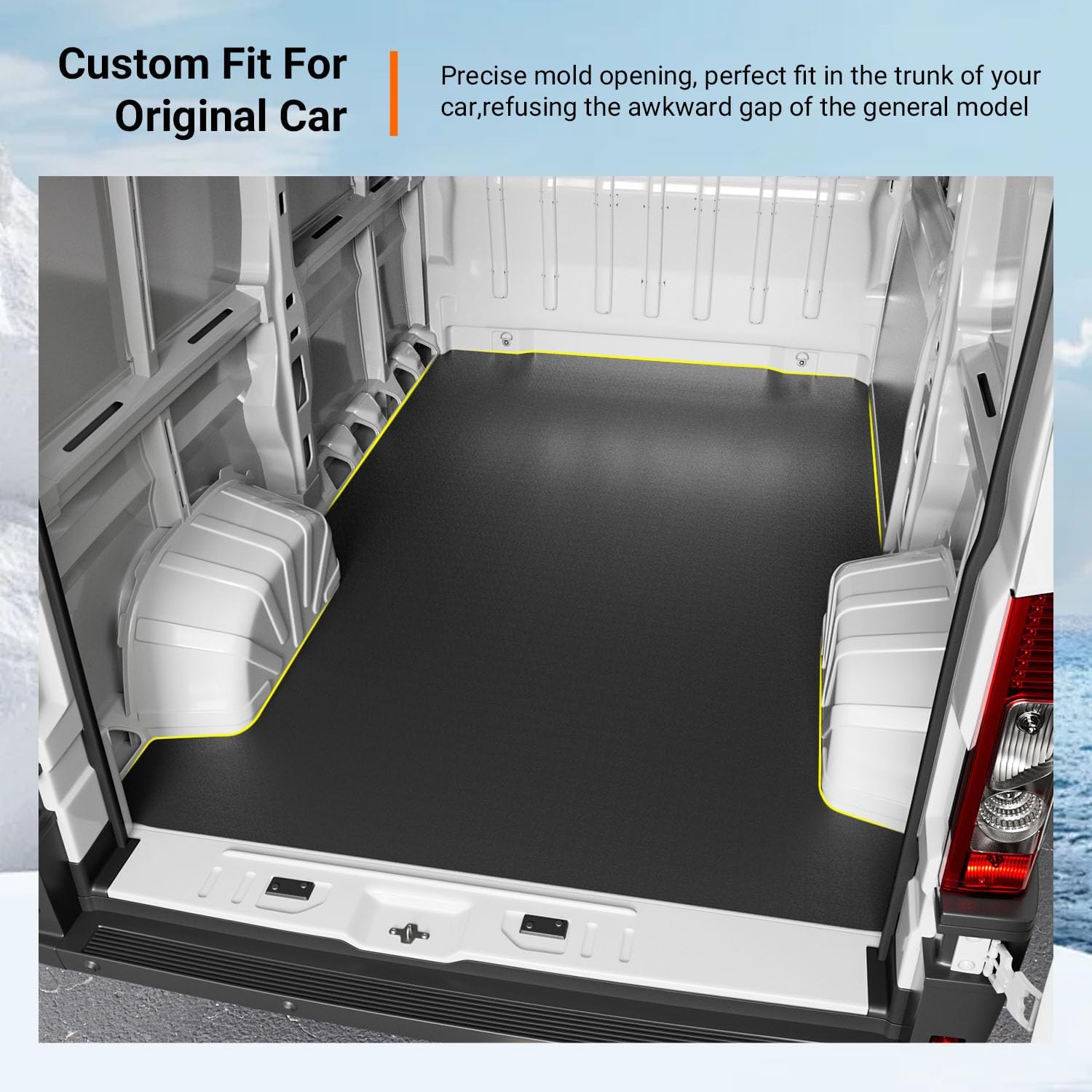 powoq 136''WB Cargo Mat Compatible with 2014-2025 Dodge Ram ProMaster Trunk Mat Long Series Vans Only Cargo Liner TPE Trunk Liner Replacement for 2014-2025 Dodge Ram ProMaster Accessories