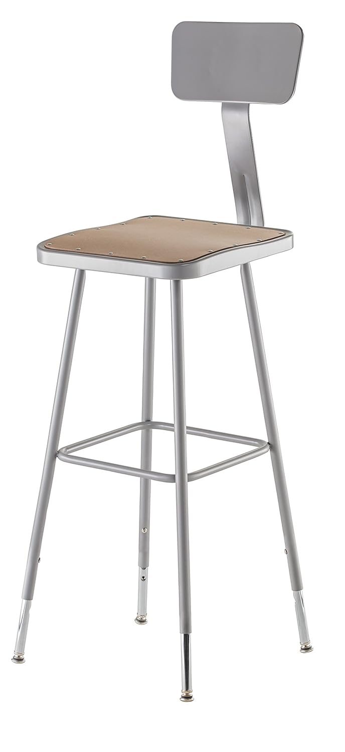 Amazoncom National Public Seating 32 39 Height Adjustable Heavy Duty Square Seat Steel Stool With Backrest