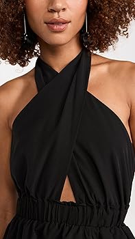 endless rose Women's Crossed Halter Neck Tiered Maxi Dress