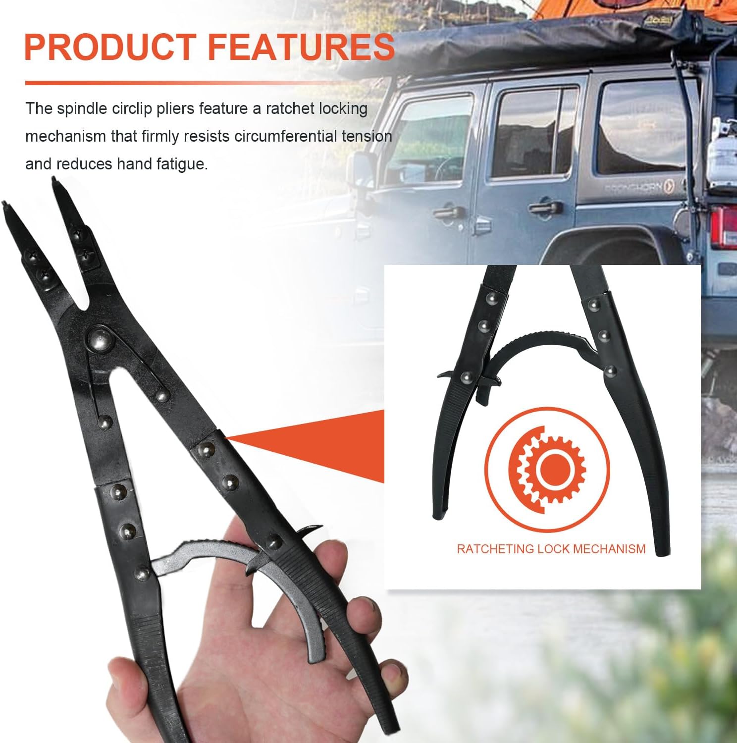 38700 Spindle Snap Ring Pliers for Ford Super Duty Pickups,Rigid plier design,12in Heavy Duty Internal External Snap Ring Pliers For installation and removal of circlips