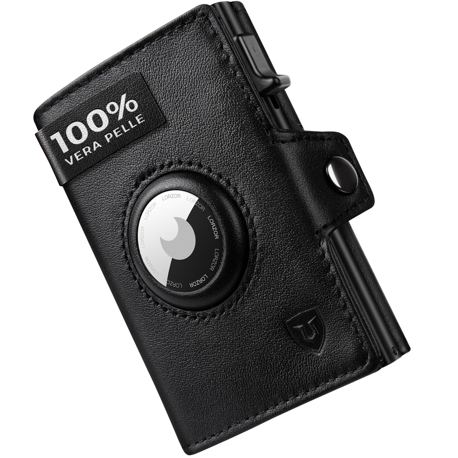 LORZOR® Portafoglio Airtag, Portacarte Uomo di Pelle Vera, Portafoglio Uomo Slim con Porta Carte di Credito e Portamonete, Portacarte Airtag con blocco RFID, per 10 Carte, Moderne