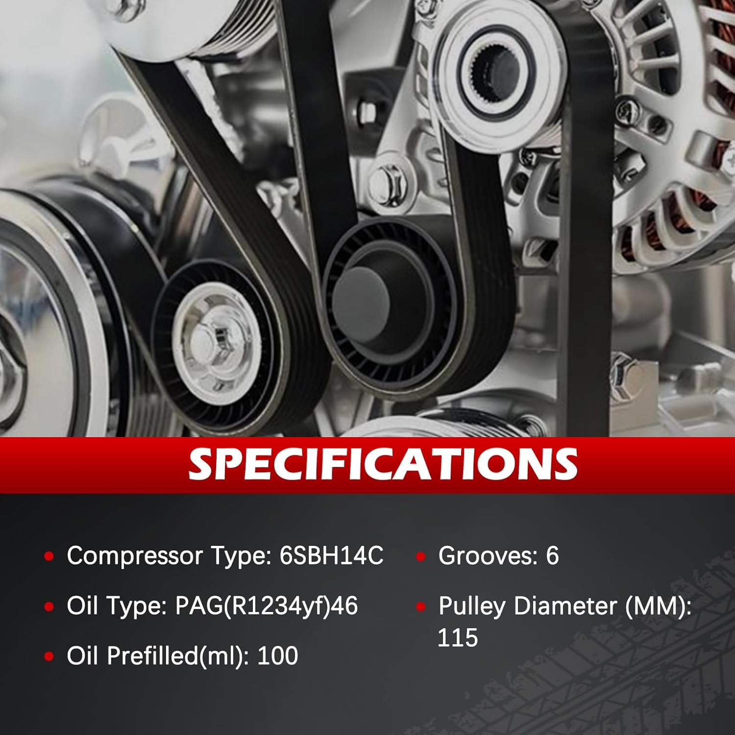 AC Compressor with Clutch for Nissan for Sentra 2013-2019 1.6L 1.8L, Air Conditioning Compressor Replace for 98585, 97585, 926003RS5A