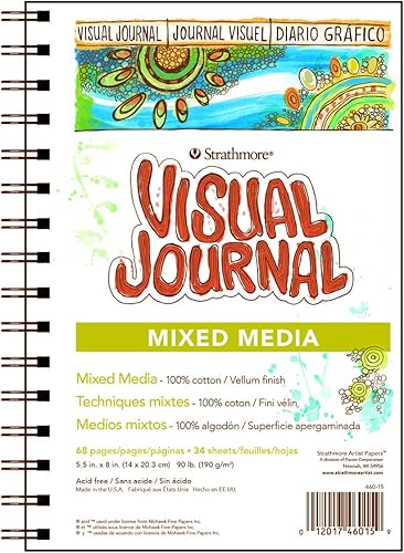 Miniatura 10 de Strathmore Diario de acuarela visual de la serie 460-55 400 prensa en frío de 140 libras 55 x 8 pulgadas 22 hojas blanco