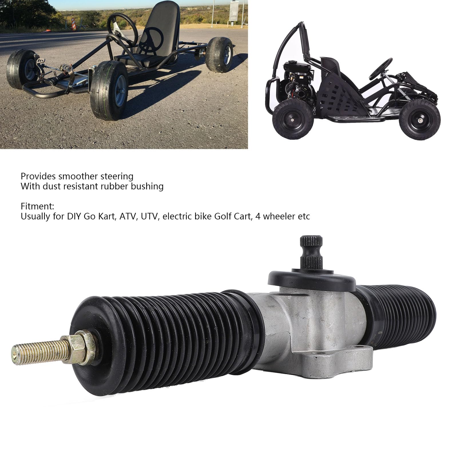 Eje de dirección, 30 dientes, 360 mm, conjunto de dirección asistida, apto para karts, ATV, UTV, quad, drift, triciclo, eje de dirección de aleación metálica, conjunto de caja de
