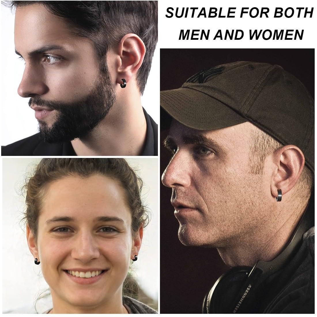3 Paia Orecchini da Uomo Donna in Acciaio Inossidabile,Tondo, Orecchini Senza Buco, Senza Buco, Clip Senzas Inossidabile Cerchi Non Piercing Clip on Uomo in Acciaio