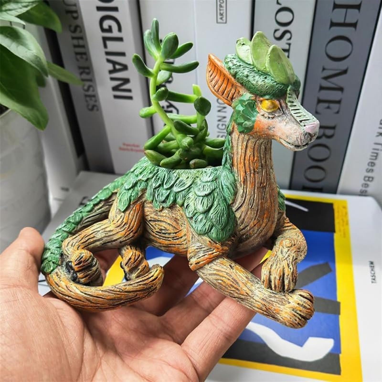 Amazon.co.jp: 彫刻的なドラゴンプランター、ヴィンテージ樹脂