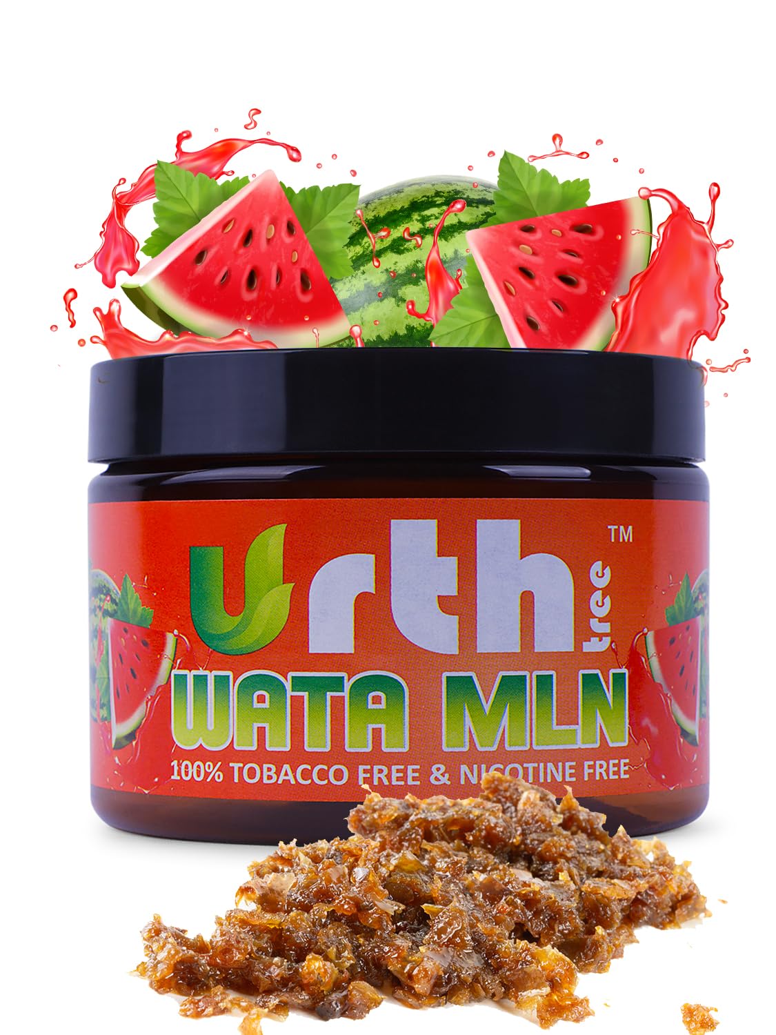 UrthTree Hookah Flavors, Shisha Herbal Molasses, Tobacco Free And Nicotine Free, 250 gram - 8.8 Ounce, Premium Variety Flavors, Made 100% From Apple Skin (Watermelon)