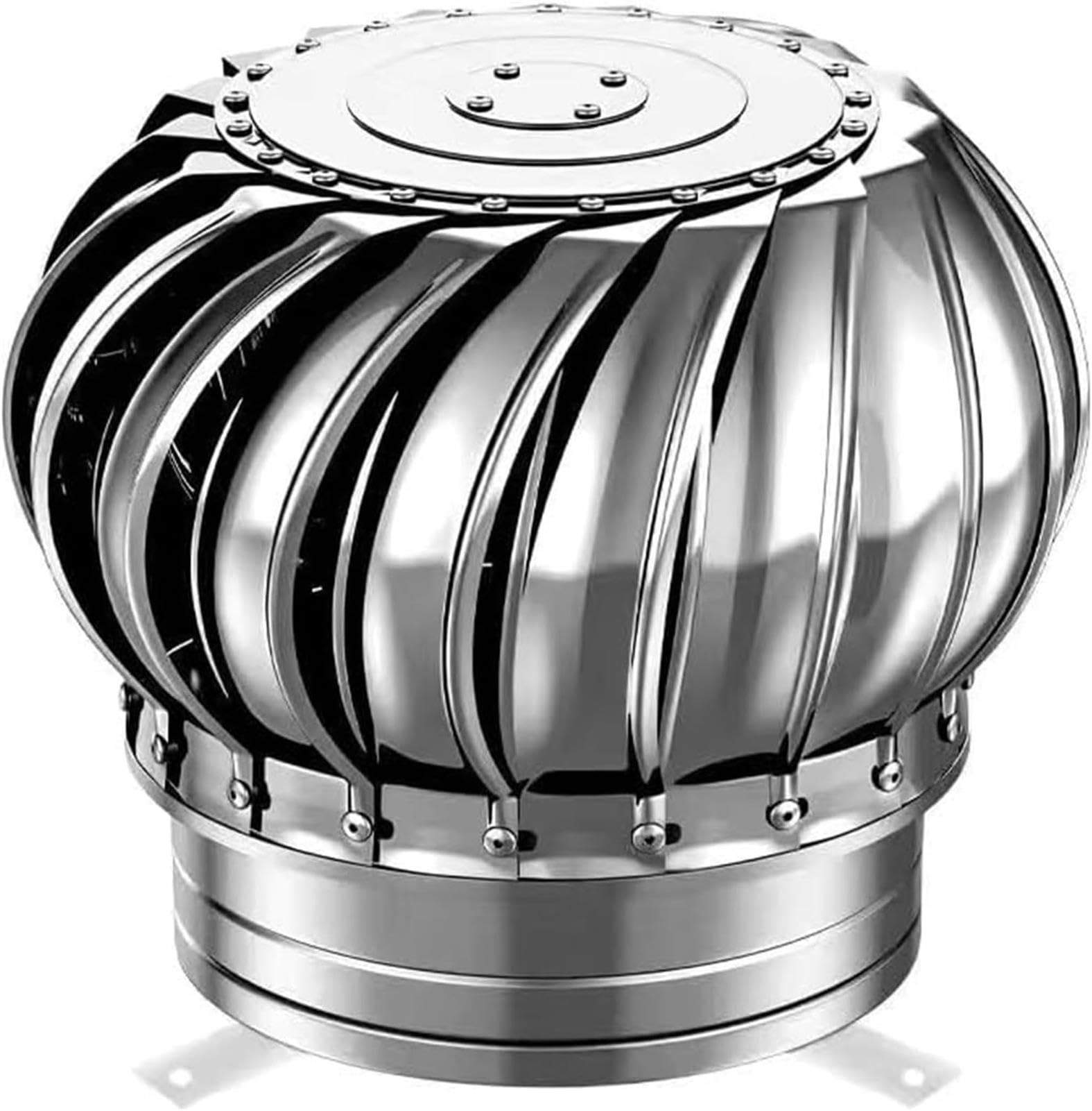 Stainless Steel Non Power Roof Ventilator - Wind Turbines Attic Air Vent Fan for Automatic Silent Ventilation Cover