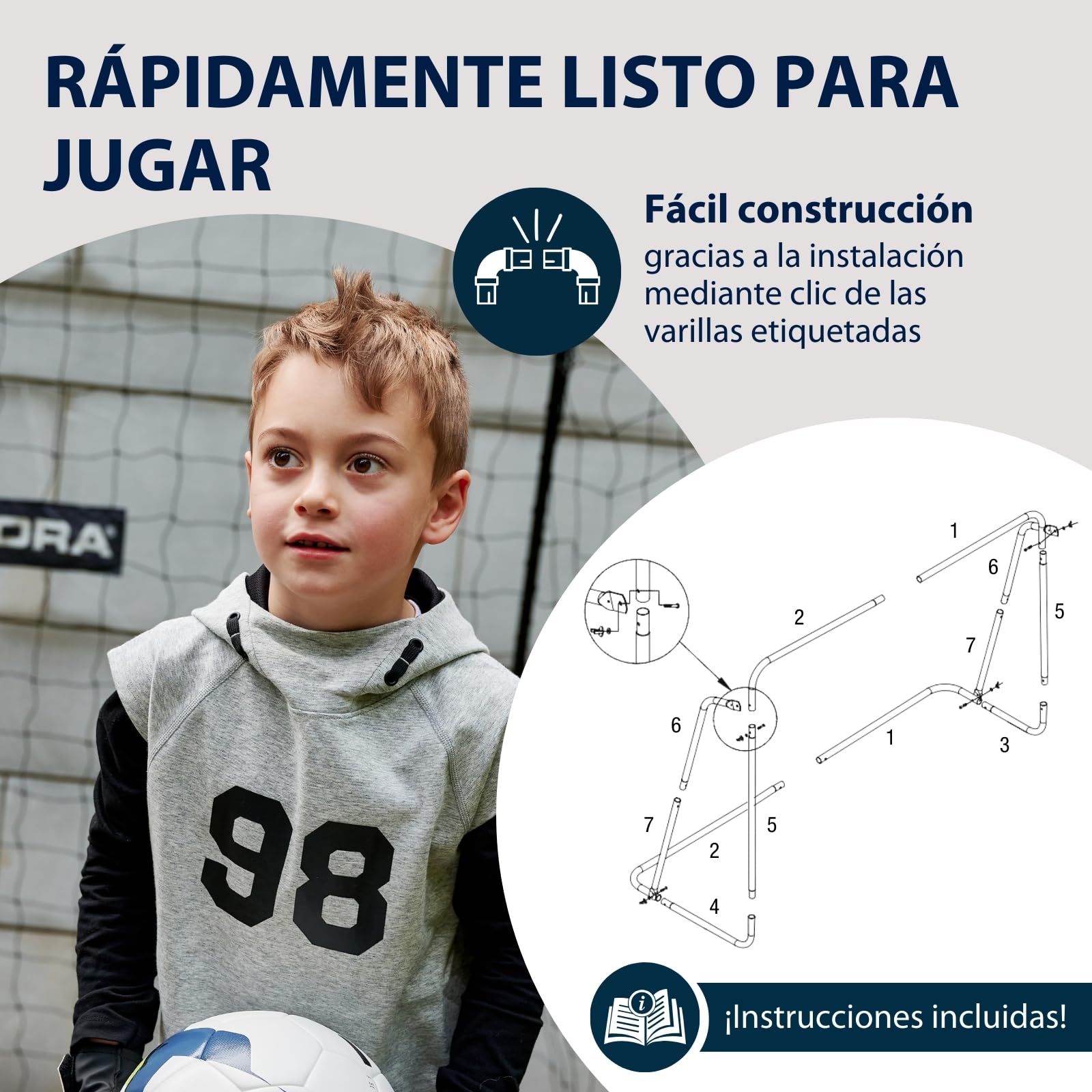 Hudora Hornet 180 Football Goal Outdoor Weatherproof with Removable Net & Reinforced Shot Holes