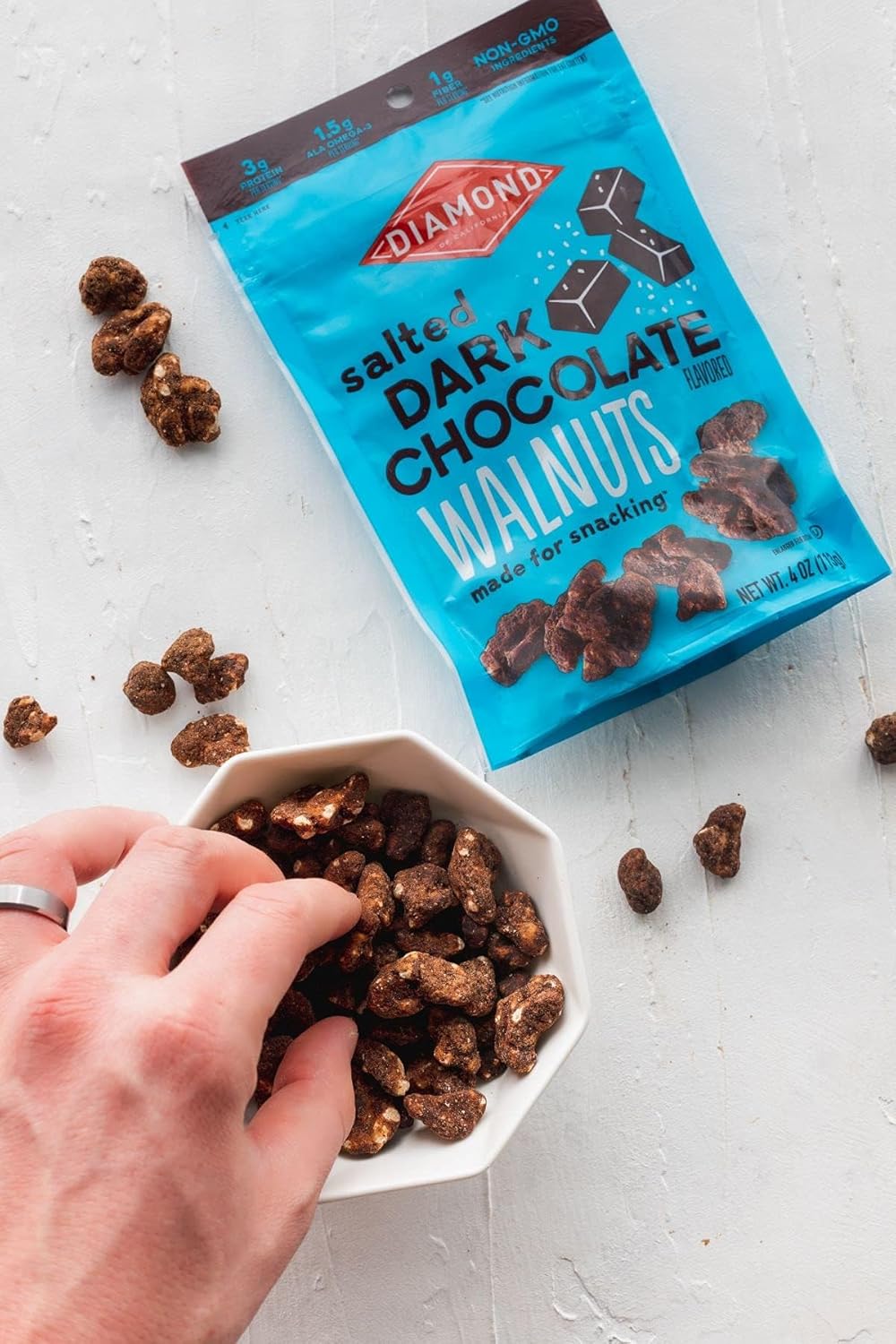 Diond of Salted Dark Chocolate Walnut Sna Nuts,.