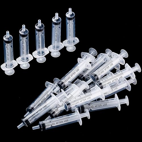 Miniatura 5 de Paquete de 20 jeringas de plástico con medición, adecuadas para medir, dispensar agua, rellenar (0.17 oz5 ml)