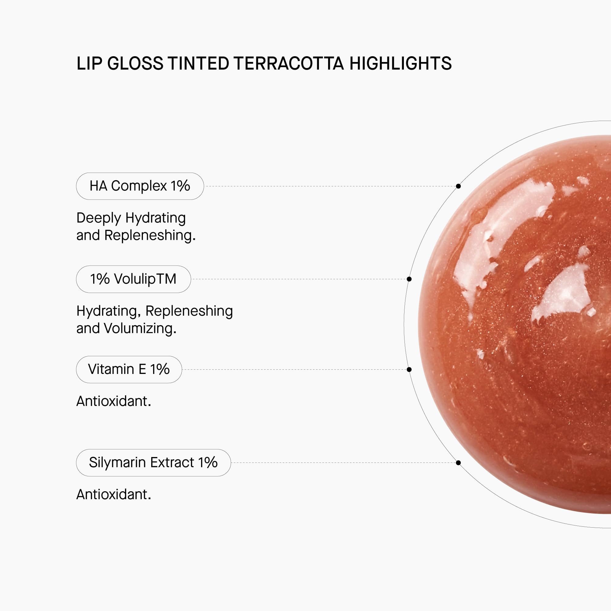 Transparent Lab Tinted Lipgloss Terracotta 15 ml – Balsamo labbra colorato SPF50, con acido ialuronico e peptidi volumizzanti, idratazione, lucentezza naturale e protezione solare alta