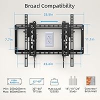 Vista 7 de HOME VISION Soporte avanzado de TV de movimiento completo para televisores de 32 a 90 pulgadas, soporte de pared inclinable para TV con extensión