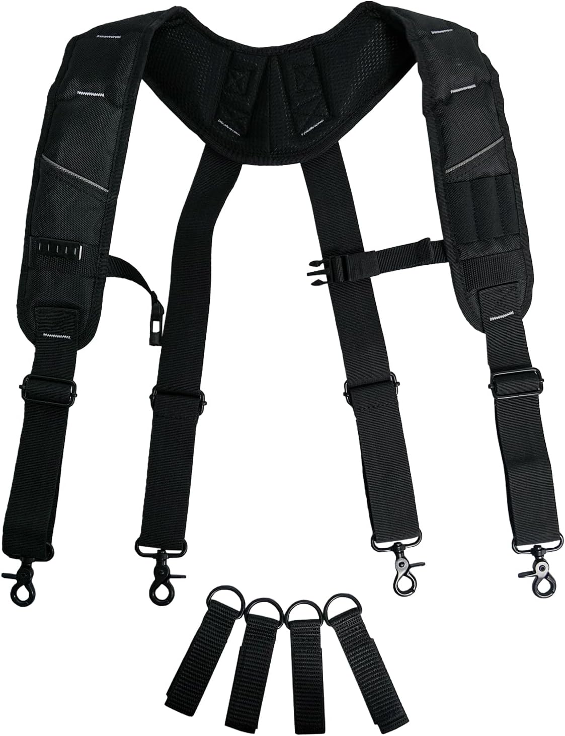 KUNN Tool Belt Suspenders Padded Carpenter Construction Electrician Work Suspender with Attachment Loops for Men,Black