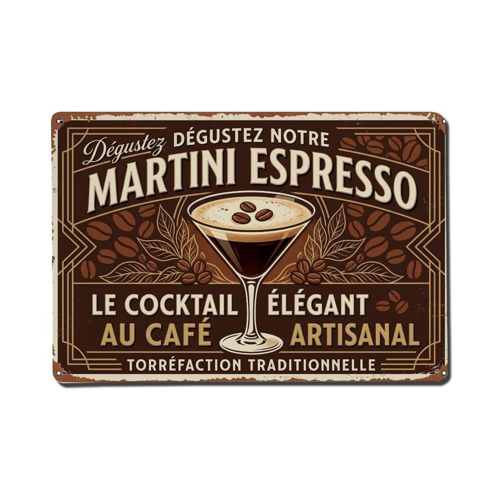 Espresso Martini Vacation Getaway Metal Tin Sign Plaque Wall Decor for Cafe, Club Bar, Office, Home Garden Metal Poster 8x12Inch