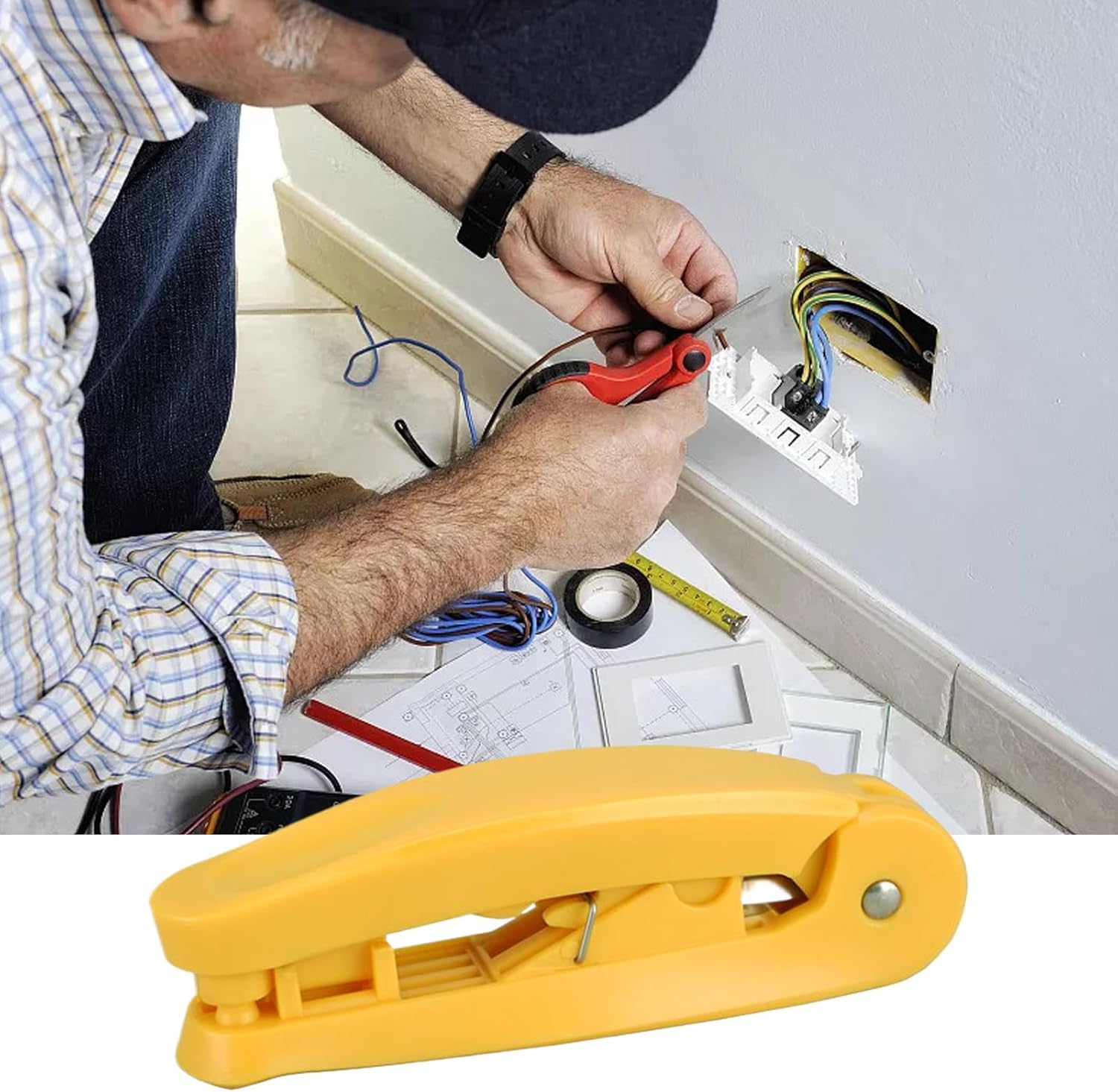 Network Wire Crimper - Portable Network Wire Stripper,Portable Pliers with Ergonomic Grip, UTP Punch Down Cutter for Computer Phone Telephone