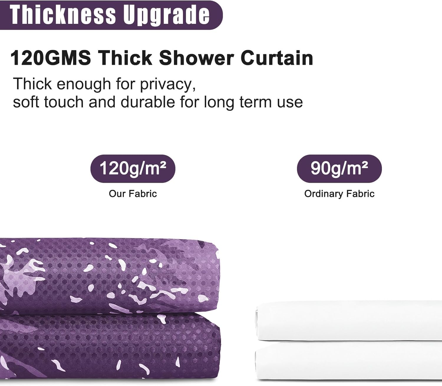 Hokibero Purple Misty Forest Mountain Nature Tree Fabric Shower Curtains for Bathroom Waterproof Heavy Duty Navy Blue and White Woohitedland Shower Curtain Bathtubs Hotel, 72 x 78 inch